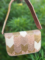 Designer Heavy Flap Clutch In Golden Katdana Work - Pink | HAQEEBA STUDIO