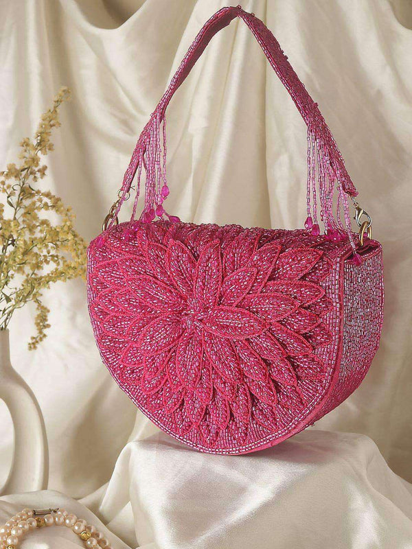 Designer Leaf Design Flap Clutch