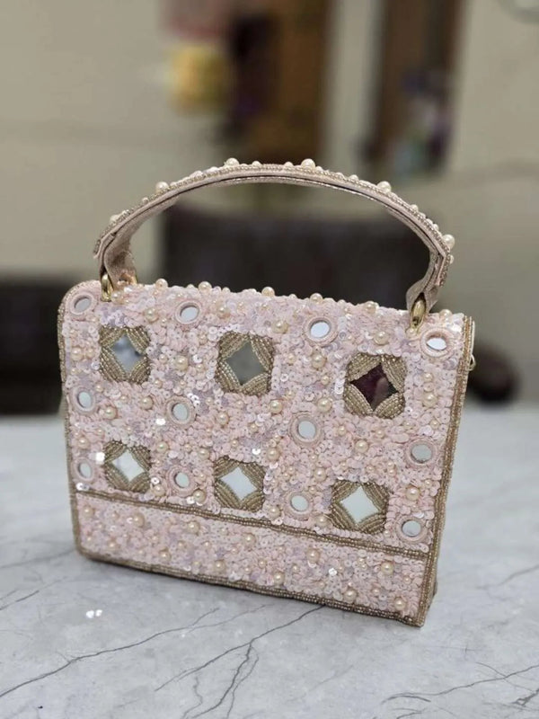 Designer Mirror Flap Clutch Bag In High Quality Work