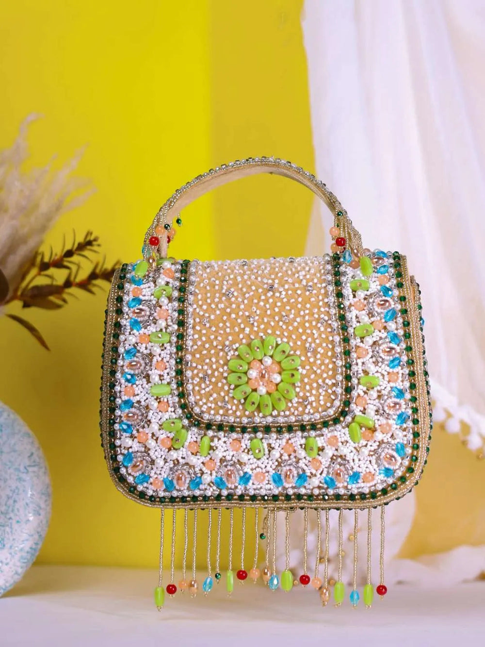 Festive Blossom Mdf Clutch Bag - Pink | HAQEEBA STUDIO