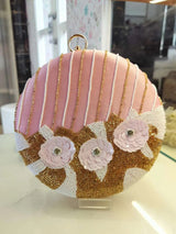 Overcat Embroidered Round Clutch - Pink | HAQEEBA STUDIO