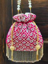 Pearl Drop Potli Bag - Light Blue | HAQEEBA STUDIO