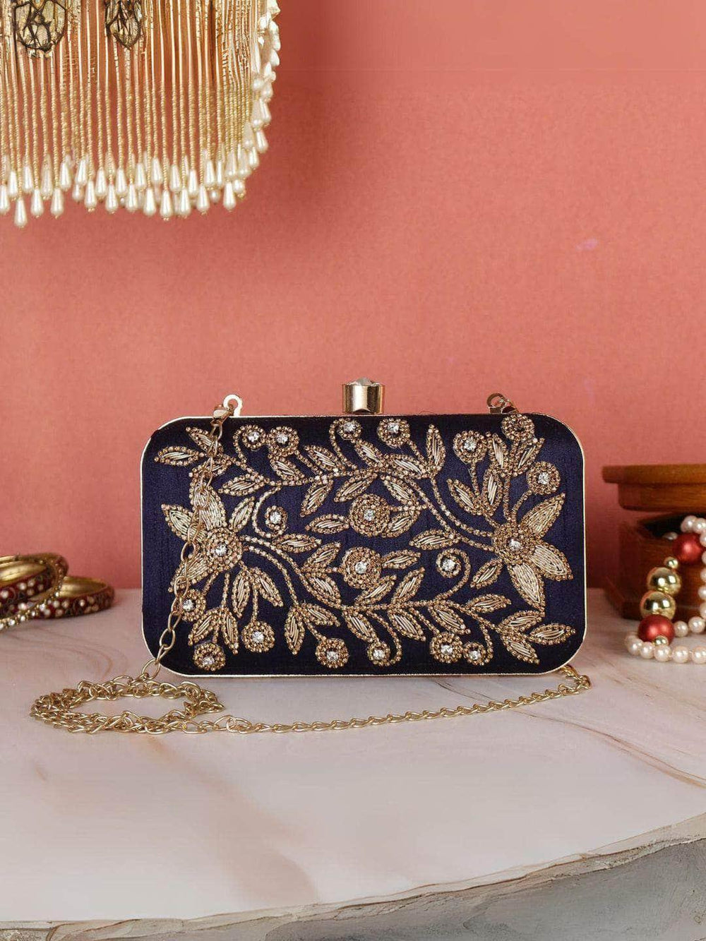Purple Sequin Clutch Purse - Gold | HAQEEBA STUDIO