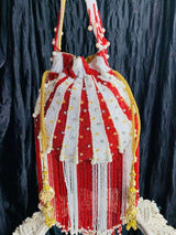 Embellished Pearl Potli Bag - Red | HAQEEBA STUDIO