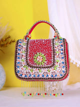 Festive Blossom Mdf Clutch Bag - Red | HAQEEBA STUDIO
