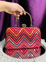 Multicolored Sequence Party Clutch - View 6 | HAQEEBA STUDIO