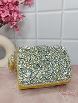 Mini Crystal Bag - Yellow | HAQEEBA STUDIO