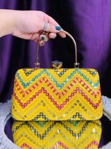 Multicolored Sequence Party Clutch - Red | HAQEEBA STUDIO
