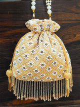 Pearl Drop Potli Bag - Yellow | HAQEEBA STUDIO